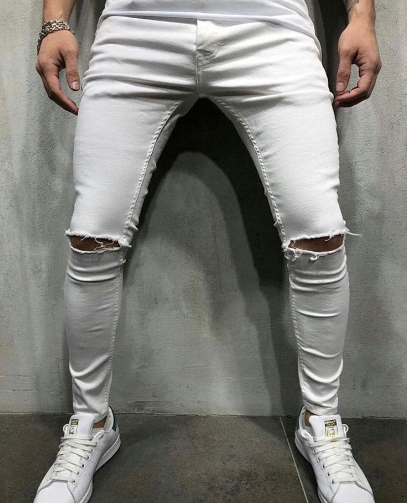 DC White Knee Cut Jeans