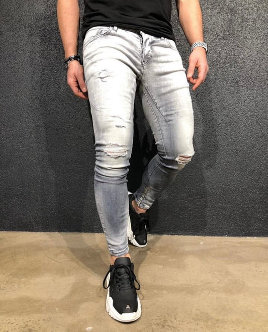 DaCovet Sky Grey Rugged Jeans