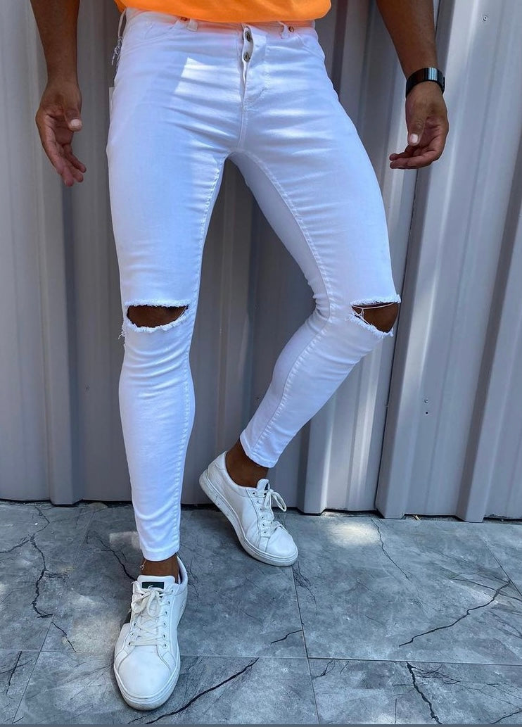 DC White Knee Cut Jeans