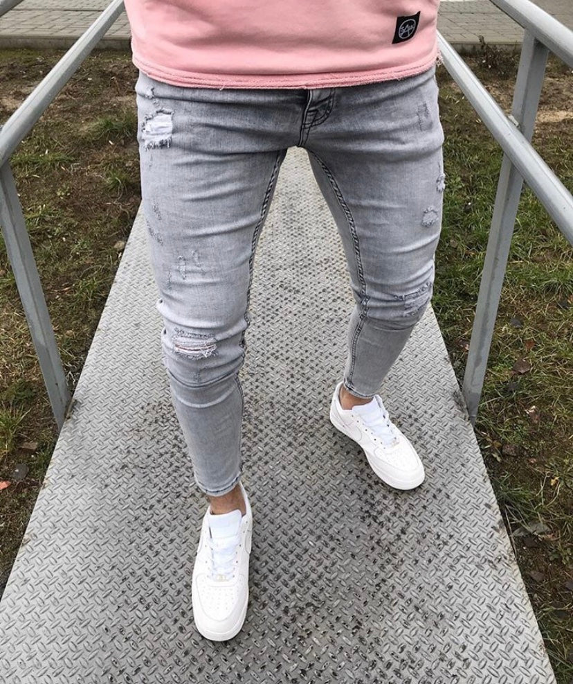 DaCovet Street Grey Rugged Jeans