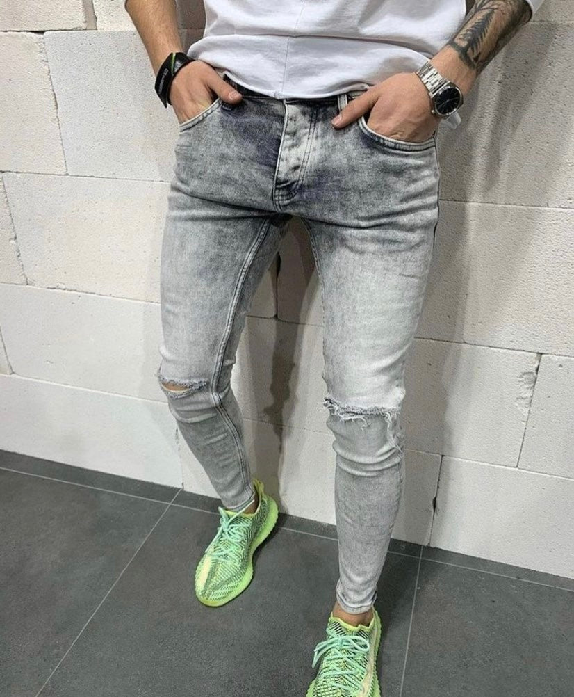 DaCovet Grey Knee Cut Jeans