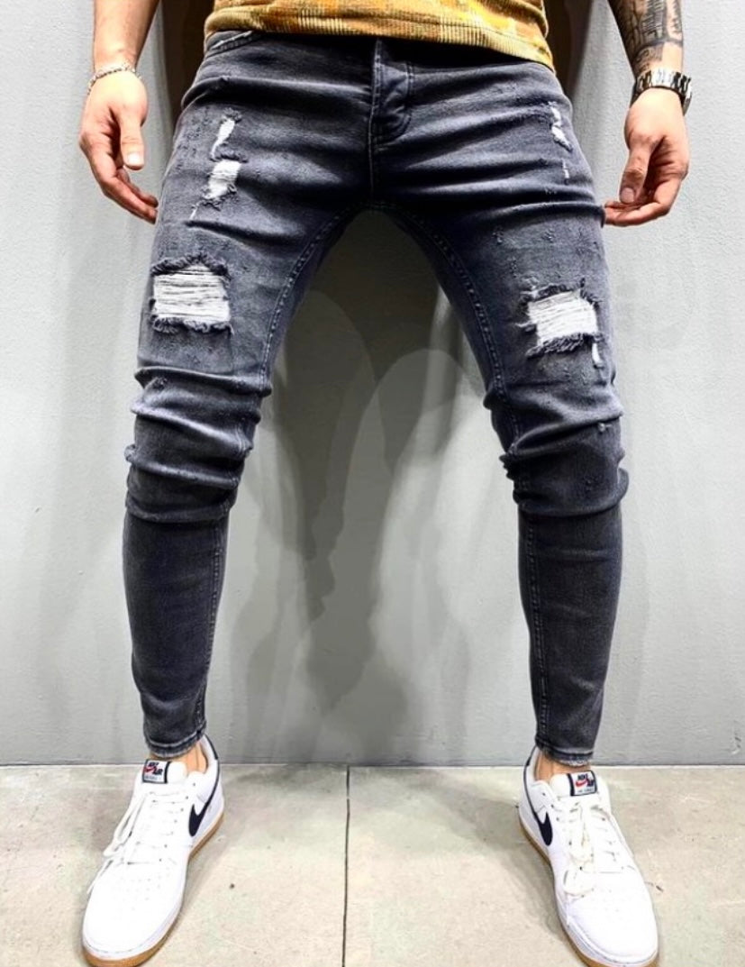 DaCovet Midnight Grey Distressed Jeans